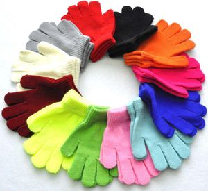 12 colors 7-11 years old pupils winter writing cold warm gloves monochrome braided children finger gloves P075