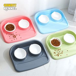 CAWAYI KENNEL Dog Feeder Drinking Bowls for dogs Cats Pet Food Bowl comedero perro miska dla psa gamelle chien chat voerbak hond T200101