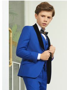 Handsome One Button Shawl Lapel Kid Complete Designer Handsome Boy Wedding Suit Boys' Attire Custom-made (Jacket+Pants+Tie+Vest) A20