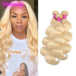 Malaysiska Human Hair Blond Body Wave 4 Bundles 613 # Blondin Dubbel Weft Remy Hair 4 Pieces Full Hair Extensions