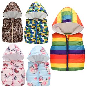 31 stylów Kamizelki dziecięce Baby Snowuit Boys Girls Floral Winter Strefy Outfits Bluzy Ubrania Dzieci Designer Bawełniana Kamizelka Kurtka D083B