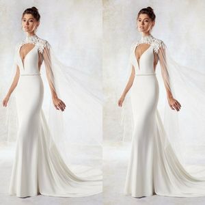 Nuove giacche da sposa di moda bianco pizzo appliques mantello mantello bellissimo involucro di nozze scialle da sposa su misura spedizione gratuita