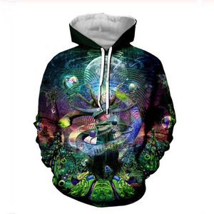 3D Baskı Moda Harajuku Psychedelic Komik Hoodies Erkekler Kadınlar Bahar Sonbahar Kazak Hoody Tops Spor Giyim Eşofman Tişörtü A0296