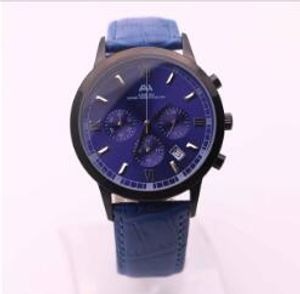 7type 2017 brand AEHIBO fashion new watches men blue dial blue leather black case watch quartz VK super chronograph watch men's watches