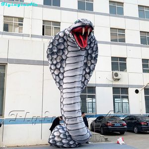 Serpente Gonfiabile Cobra Decorativo 6m Serpente Gigante Gonfia Naja Nivea Elapoid Nero per Parco/Pubblicità