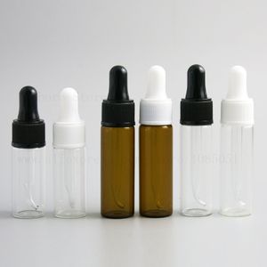 Flaconi contagocce in vetro trasparente ambrato Contenitori per fiale Olio essenziale Profumo e liquido Flacone cosmetico 10 ml 15 ml 1/2 oz 500 pezzi