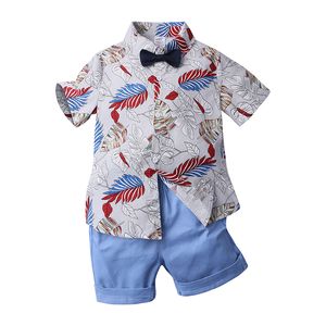 Toddler Baby Boys Suit Summer Gentleman Ubrania Zestaw Top Shorts 2PCS Zestaw odzieży dla niemowląt dla chłopców
