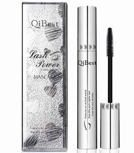 Qibest buskig mascara vattentät icke-smuts silikonborste 3d kolossal svart mascara fiber ögon makeup silverrör