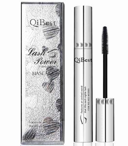 Qibest Bushy Mascara, wasserfest, nicht verschmierend, Silikonbürste, 3D Colossal Black Mascara Fiber, Augen-Make-up, Silbertube