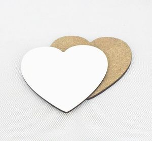 DHL100pcs Heart shaped Sublimation wooden mdf blank car coastes hot transfer printing coasters with cork and Non-slip