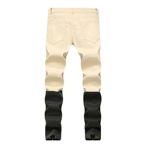 Fashion-Gersri Dżinsy Mężczyźni Moda Dżinsy Spodnie Patchwork Streetwear Mężczyzna Zgrywanie Zipper Jeans Plus Size Male Hole Spodnie Bawełna