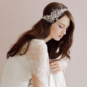 US Warehouse Trendy Alloy Flower Bridal Headband Prom Tiara Wedding Hair Accessories Handmade Hair Vine Crystal Headband Bride Hair Jewelry