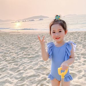 Wholesale 2020 New Style Fashion Kid Swimsuit Kid Cartoon Swimsuit Backless Big Bow Bikini Girls Swimwear Free Shipping