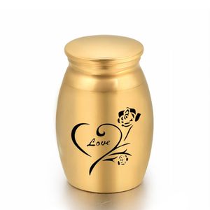 Wholesale small urns for human ashes for sale - Group buy 25x16mm Rose Small Keepsake Urns for Human Ashes Mini Cremation Urn for Ash Aluminum alloy Memorial Ashes Holder
