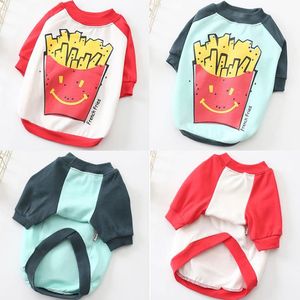 Japanese and Korean style spring new teddy Bichon Fadou dog pure cotton stretch sweater pet clothing French fries pattern dog supplies cloth