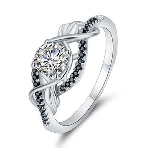 Na moda 3.5 Gram 100% Genuíno 925 Jóias de Prata Esterlina Blackwhite Stone Anéis de Casamento para Mulheres Anéis de Desenhista
