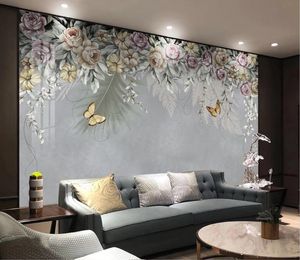 Fotoğraf Duvar Kağıdı D Güzel İskandinav pastel çiçekler Resimleri Salon Televizyon Kanepe Yatak Odası Ev Dekorasyonu Duvar Kağıtları Çıkartma