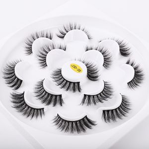 Professional natural false eyelashes set 7 pairs reusable handmade fake lashes thick eye makeup accessories with packaging DHL Free