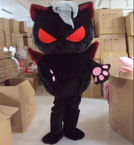 Professionell Custom Devil Black Cat Mascot Kostymtecknad Ghost Cat Character Kläder Jul Halloween Party Fancy Dress