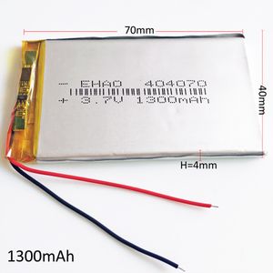 Model 404070 3.7V 1300mAh LiPo Rechargeable Battery Lithium Polymer For Mp3 DVD PAD mobile phone GPS power bank Camera E-books recoder