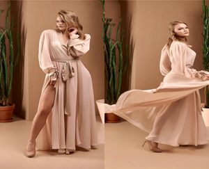 2020 Wedding Robes V-neck Long Sleeves Chiffon Sweep Train Night Gown For Women Custom Made Simple Cheap Pajamas Sleepwear