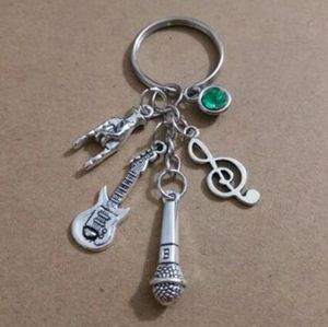 Rock Music Festival Piano music symbol guitar Keychain For Keys Car Bag Charm Key Ring Handbag Couple Vintage Silver Key Chains
