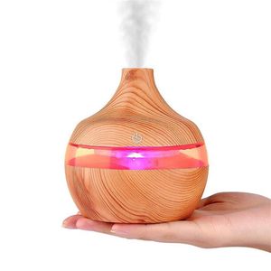 300ml LED Aromatherapy Essential Oil Diffuser Bamboo Humidifier Wood Grain Ultrasonic Cool Mist Diffusers with 7 LED Color Light