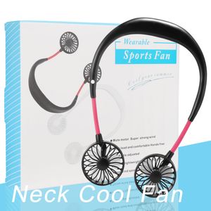Hanging Neck Fan USB Rechargeable Neckband Lazy Neck Hands Free Hanging Dual Cooling Mini Fan Sport 360 Degree Rotating