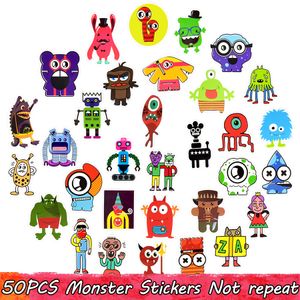 50 PCS Monster Doodle Stickers Funny Graffiti Cartoon Character Robot Sticker to DIY Luggage Laptop Bicycle Skateboard Guitar