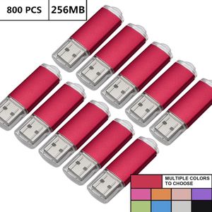 Wholesale Bulk 800PCS 256MB USB Flash Drives Rectangle Memory Stick Storage Thumb Pen Drive Storage LED Indicator for Computer Laptop Tablet