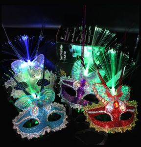 Luminous Butterfly Rain Drut Maska Flash Optical Fiber Maska Zabawki dla dzieci Hurtownie Halloween Party Decoration Projection