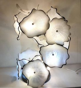 High Quality Murano Plates Floor Lamps Flower Design Glass Art Sculpture Standing Lamp Modern Decor in White Color