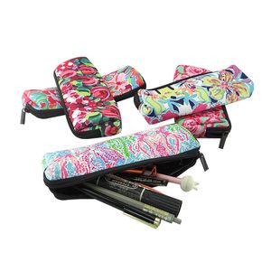 Neopren Pencil Case Pen Bag Lily Portable School Student Penna Storage Bag Zipper Floral Rose Print Tyg Penna Väskor Box DBC VT0508