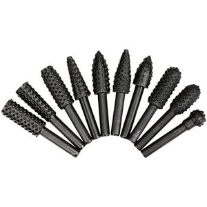 10pcs Woodwork Rotary Rasp 1/4 Inch File Drill Bits 6.35mm Shank For Connecting with Power Electric Drill