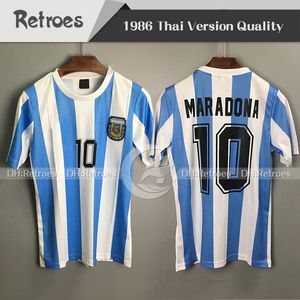 Ретро версия 1986 года Футболка Аргентина футболка 86 Марадона с коротким рукавом футболка 78 78 Винтаж Марадона Футболка Аргентина ретро 1978 года