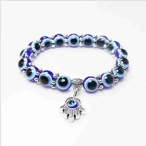 Bracciale fortunato Vintage Blue Eyes Beads Fatma Hands Uomini e donne Personalità Strani ornamenti da polso