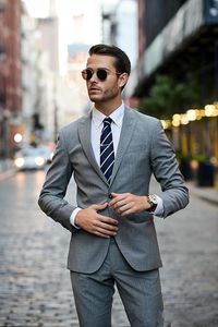 Nova marca cinza mens smoking de casamento pico lapela noivo padrinhos smoking homem blazers jaqueta excelente 2 peças ternos (jaqueta + calça + gravata) 326