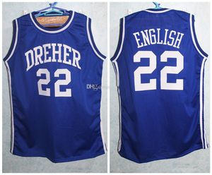 Dreher High School Alex English #22 Retro Blue Basketball Jersey Men's maschile Numero Custom Name Maglie