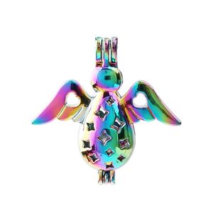 Rainbow Color Penguin Angel Pearl Cage Pendant Aromatherapy Perfume Diffuser Lockets for Essential Oil Necklace Making