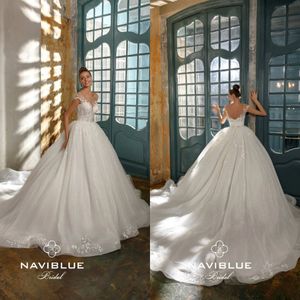 2020 Boho Ballroom Wedding Dresses Scoop Neck Appliqued Capped Sleeves Sequins Bridal Gowns Backless Ruffle Sweep Train Robes De Mariée