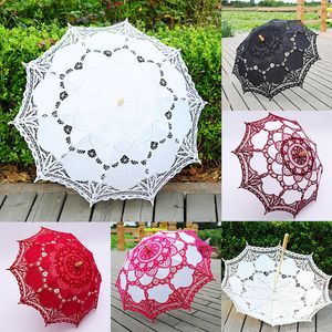 48 cm długie uchwyt koronki parasole ręcznie sztuka ślub druhny prezenty haft weselny parasol parasol romantyczny bridal dhl wx9-1872