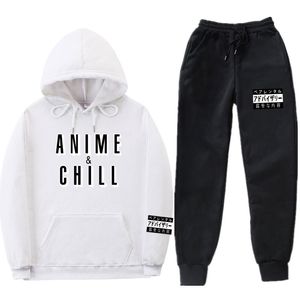 Men's Tracksuits Anime Chill Japanese Tracksuit Sweat Men Hoodie & Sweatpants Fashion Jogger Set Spring Streetwear Jogging Suit For Male