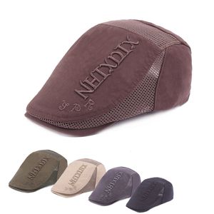 Spring Summer Men Women Cotton Fabric Ivy Cap Newsboy Cap Embroidery Letter Casual Summer Thin Mesh Casquette Unsiex Berets