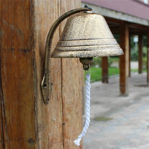 Cast Iron Welcome Dinner Bell Bronze Large Wall Mount Hanging Decor Doorbell Big Farm Ranch Patio Garden Gate Yard Door Vintage Ornament