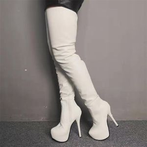 Olomm moda platforma dla kobiet wysokie buty seksowne sztyletowe buty buty okrągłe palec beżowe buty butów kobiety plus rozmiar 5-15