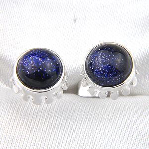 Luckyshine 10 paia orecchini a bottone in arenaria blu a forma rotonda orecchini a bottone in argento sterling 925 gioielli per feste di nozze nuovi