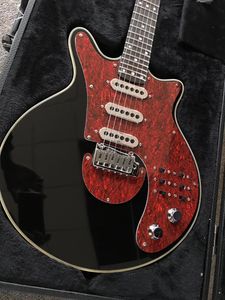 Sällsynt Guild Brian kan signera Electric Guitar Black Single Coil Burns Tri-Sonic Ainico Pickups Tremolo Bridge 24 Frets Sign Guitar