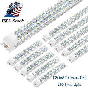 LED Tüp Işık 2 ft 4 ft 8ft 120W V Şeklinde Entegre LED T8 Tüp Işık V Çift taraflı 4 satır LED Işık Tüpler AC85-277V Şeklinde