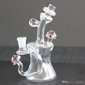 Mantar Mini Bubbler Renkli Cam Kül Catcher Nargile Inline Percolator Su Borusu Oil Yağ Teçhizatı Bong Aber Renk Yüzük Tabanı ile 14 Kadın