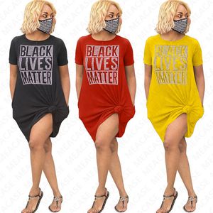 Black Lives Matter Tshirt Women Designer T Shirt Dress Oversize Lose Tee Top Ogólnie z kieszonkowymi sukienkami z bluzką D7210